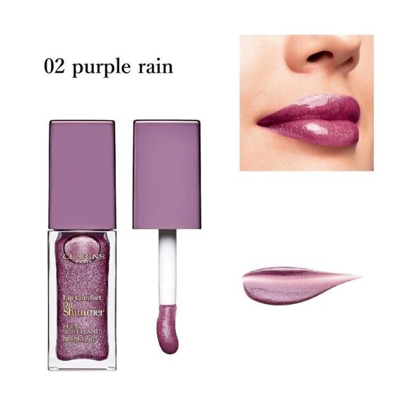 New NIB Clarins Lip Oil Shimmer Shade 02 Purple Rain RARE .2 oz - Picture 1 of 5